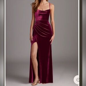 Azazie Velvet Bridesmaid Dress in Cabernet